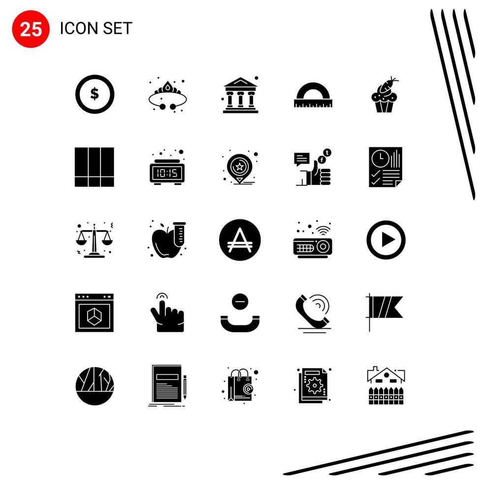 pack d'icônes vectorielles stock de 25 signes et symboles de ligne pour les éléments de conception vectoriels modifiables d'angle de mesure de luxe de règle de gâteau vecteur