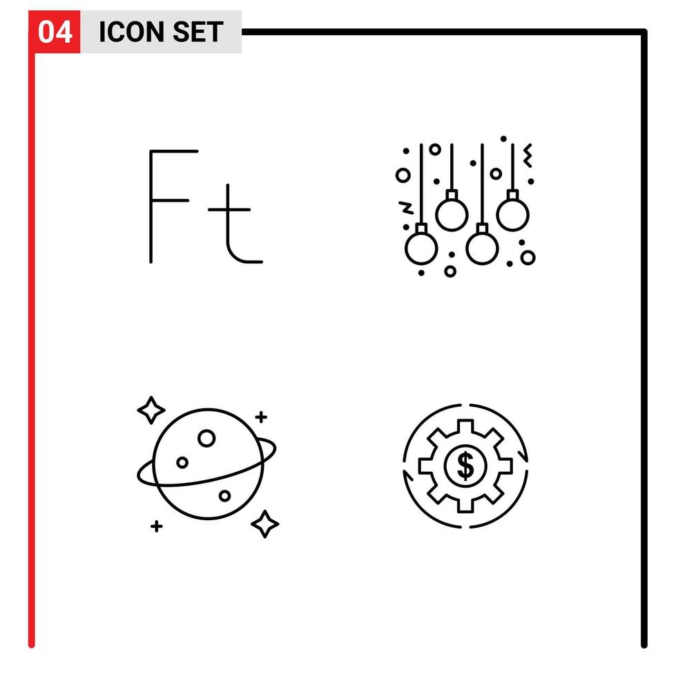 4 couleurs plates universelles fillline définies pour les applications web et mobiles devise saturn hongrie revenus de noël éléments de conception vectoriels modifiables vecteur