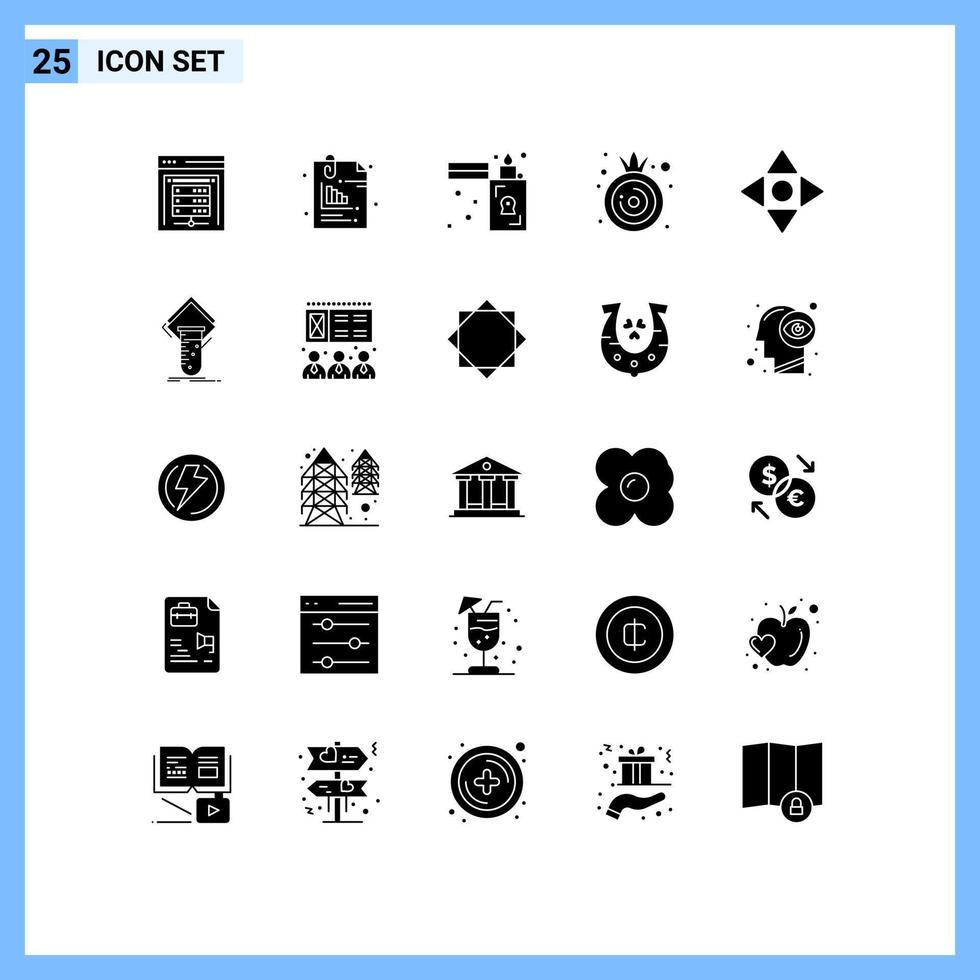 interface mobile glyphe solide ensemble de 25 pictogrammes d'éléments de conception vectoriels modifiables vecteur