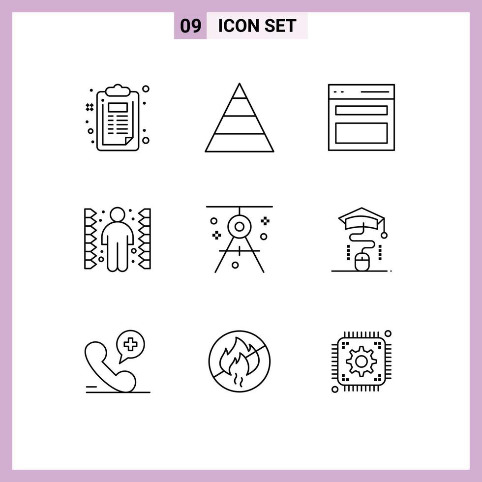 9 icônes créatives signes et symboles modernes du projet d'interface d'architecture tâche complication éléments de conception vectoriels modifiables vecteur