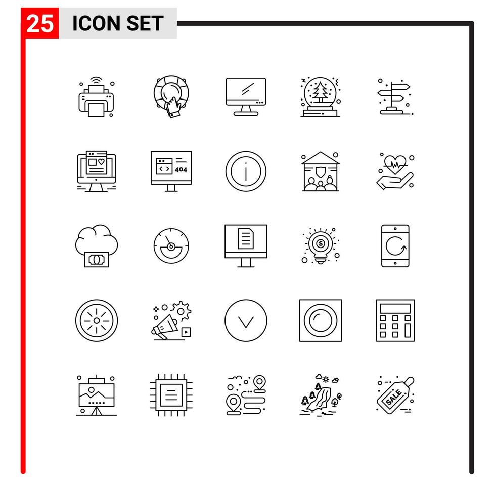 25 lignes universelles définies pour les applications web et mobiles boule de neige assurance noël dispositif pc éléments de conception vectoriels modifiables vecteur