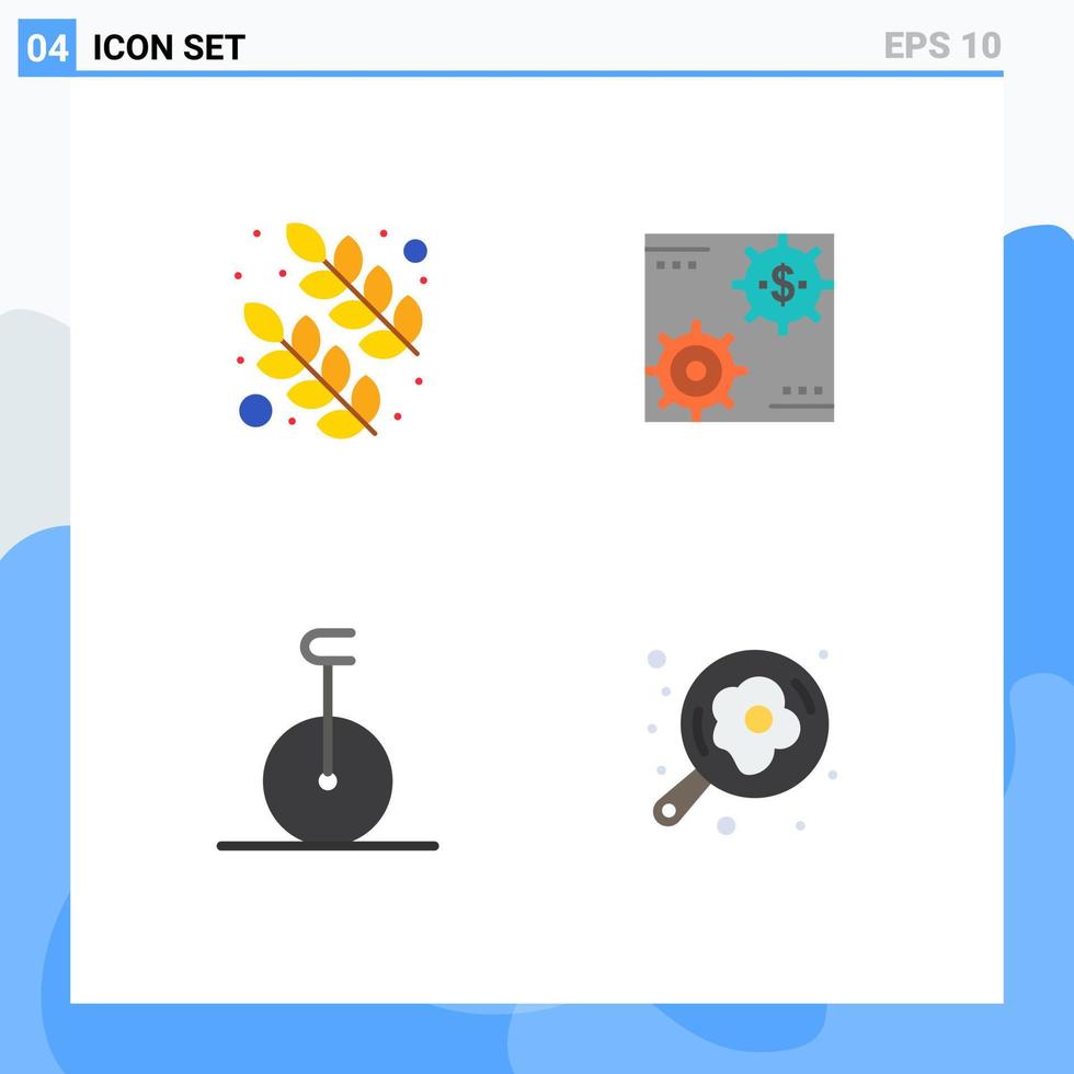 pack de lignes vectorielles modifiables de 4 icônes plates simples de revenus de bénéfices de feuilles pour créer des éléments de conception vectoriels modifiables monocycle vecteur