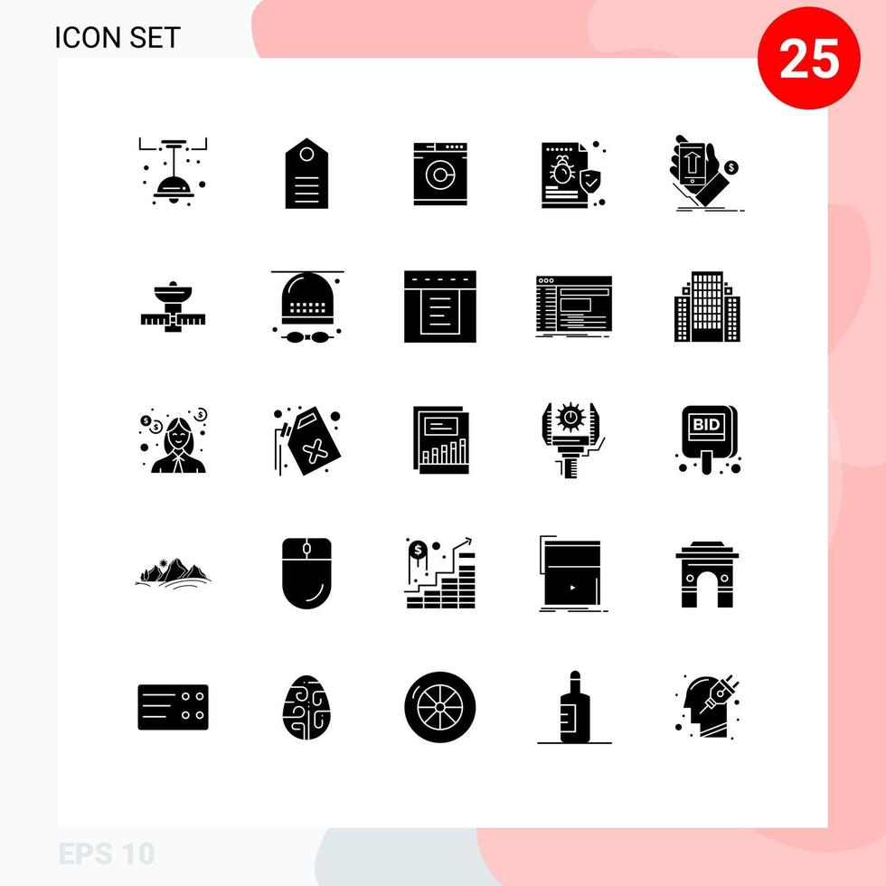 ensemble de 25 glyphes solides universels pour les applications web et mobiles vecteur