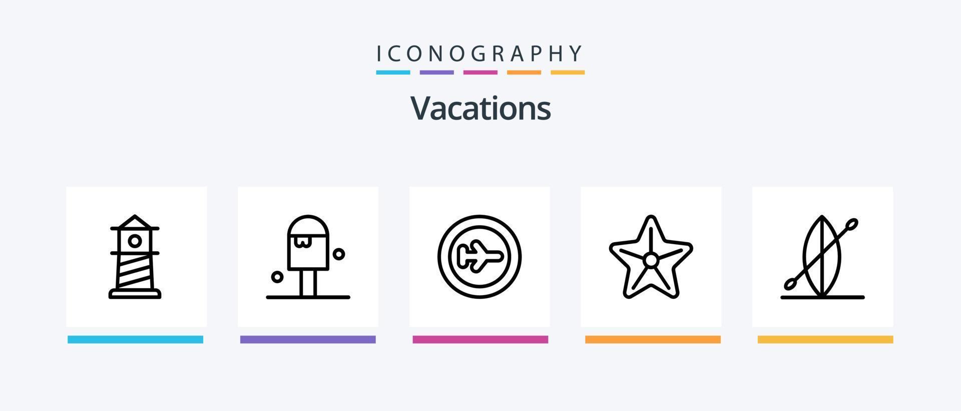 pack d'icônes ligne 5 vacances comprenant. Médicament. plage. bouteille. conception d'icônes créatives vecteur