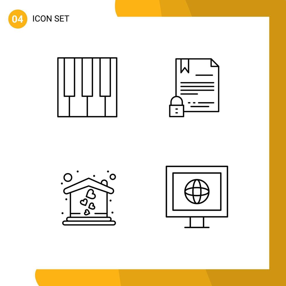 concept de 4 lignes pour sites Web mobiles et applications audio internet contrat de piano amour éléments de conception vectoriels modifiables vecteur