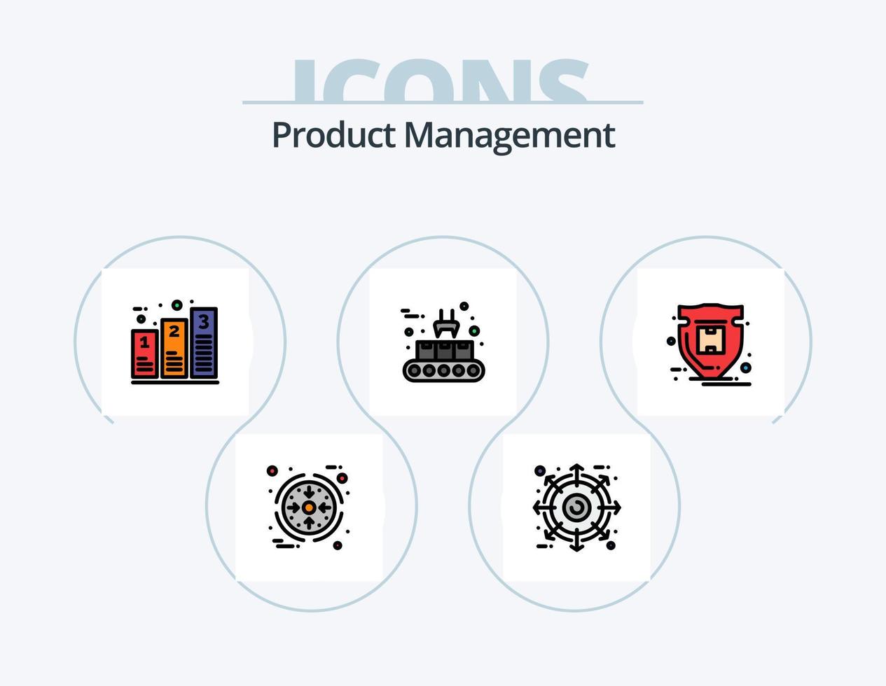 ligne de gestion de produit rempli pack d'icônes 5 conception d'icônes. meilleur. parcelle. marque. protéger. forfait vecteur