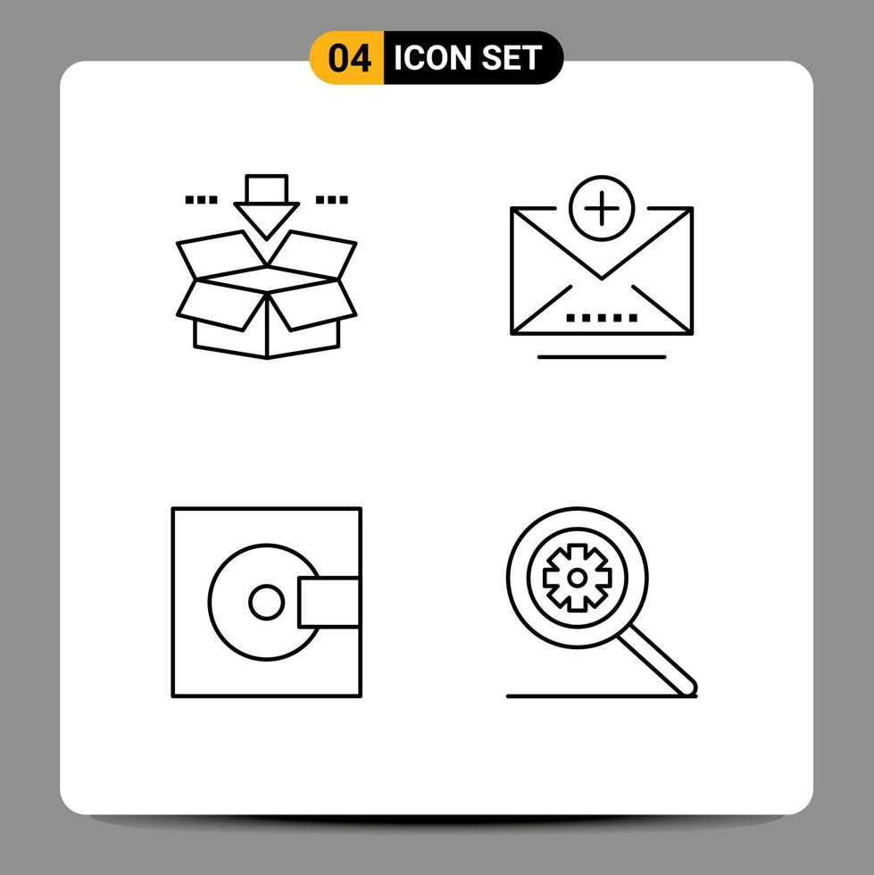 Pack de 4 lignes d'interface utilisateur de signes et symboles modernes de flèche minidisc enregistrer les éléments de conception vectoriels modifiables de la technologie de messagerie vecteur