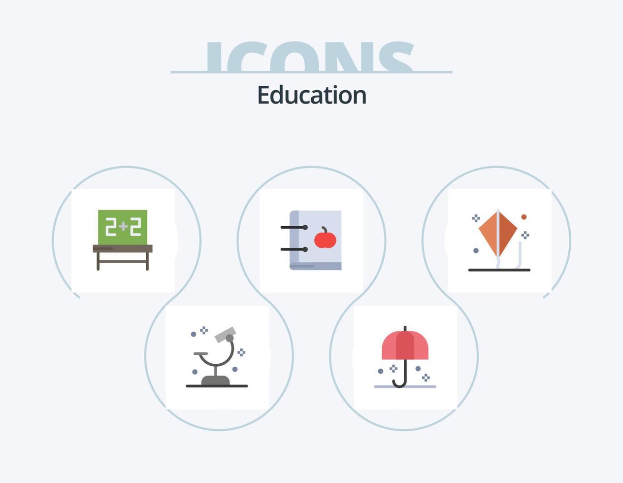 pack d'icônes plat éducation 5 conception d'icônes. apprentissage. éducation. sécurité. livre. études vecteur