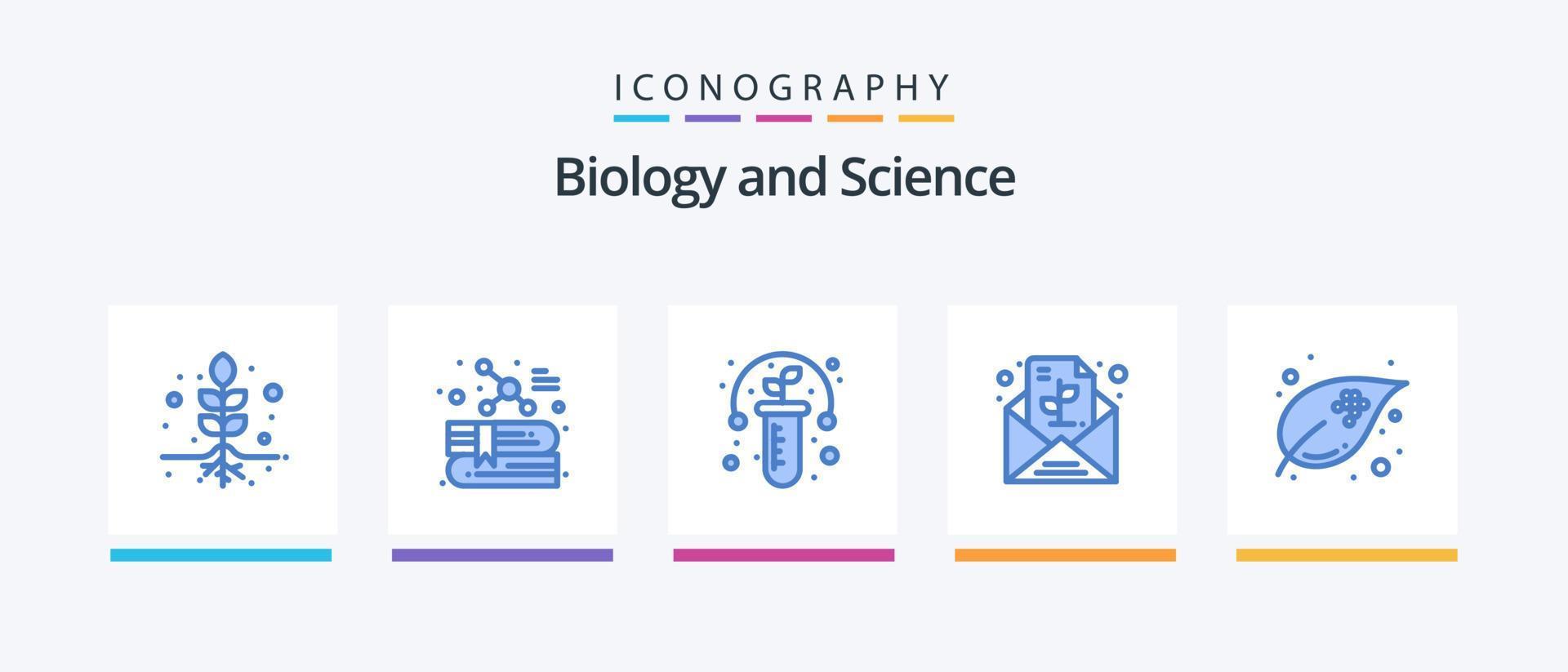 pack d'icônes bleu biologie 5, y compris la croissance. feuille. plante. plante. Remarque. conception d'icônes créatives vecteur