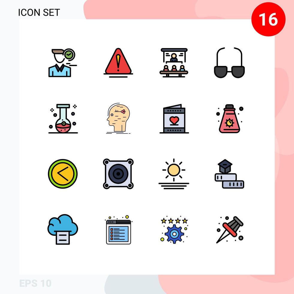 ensemble de 16 lignes vectorielles remplies de couleur plate sur la grille pour balle lire des lunettes logistiques personnes éléments de conception vectoriels créatifs modifiables vecteur