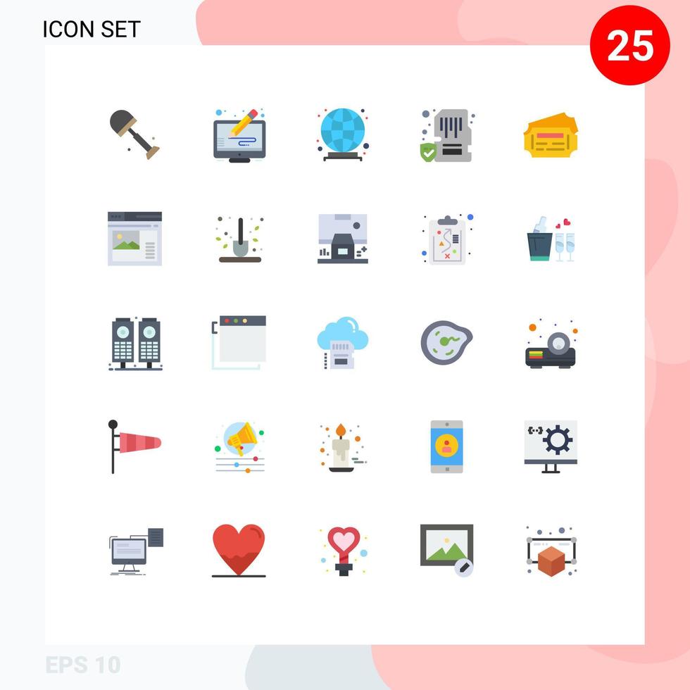 25 icônes créatives signes et symboles modernes d'éléments de conception vectoriels modifiables de dispositif de mémoire globale mobile de billet vecteur
