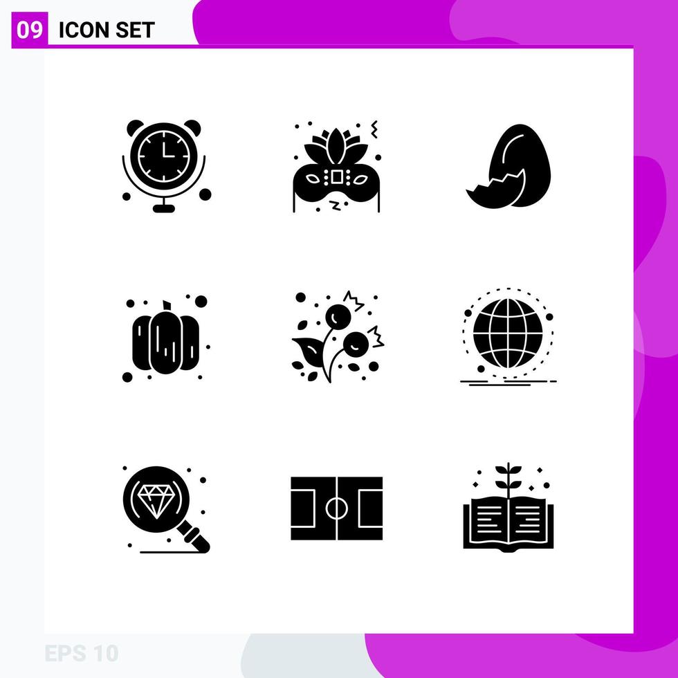 9 icônes créatives signes et symboles modernes de baies froides Pâques automne citrouille éléments de conception vectoriels modifiables vecteur