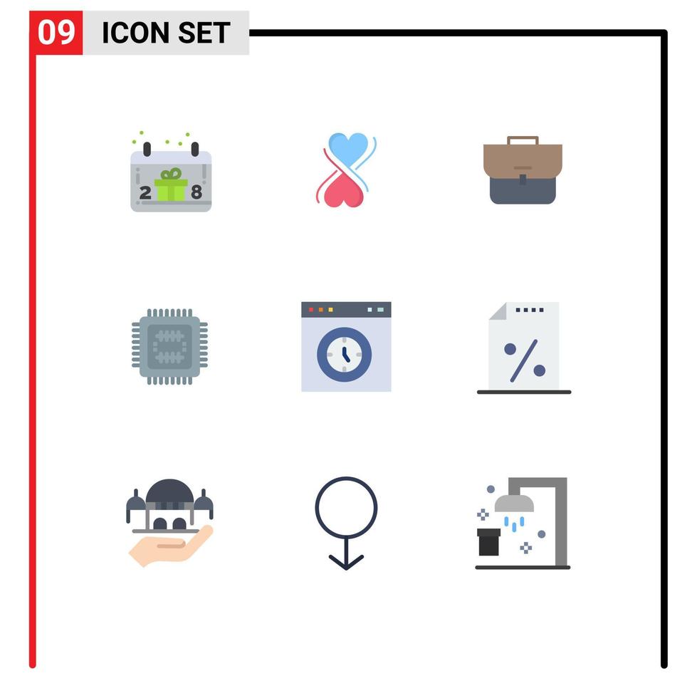 pack d'icônes vectorielles stock de 9 signes et symboles de ligne pour les éléments de conception vectoriels modifiables de cas de navigateur de page cpu tech vecteur