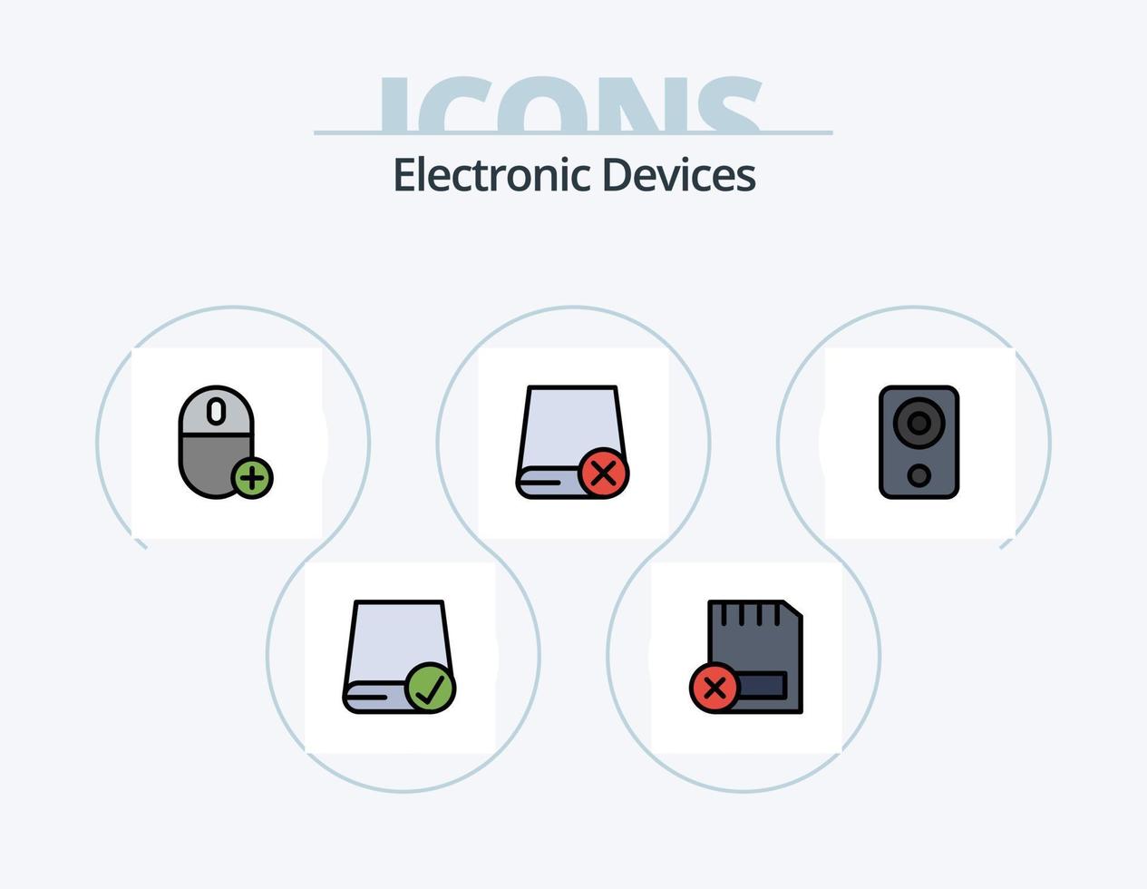 ligne d'appareils rempli pack d'icônes 5 conception d'icônes. dispositifs. carte. Matériel. Matériel. lecteur vecteur