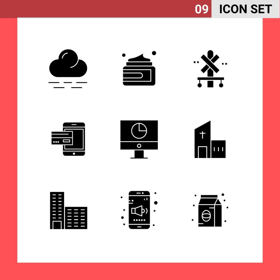 pack d'icônes vectorielles stock de 9 signes et symboles de ligne pour l'argent signe de crédit carte bancaire éléments de conception vectoriels modifiables vecteur