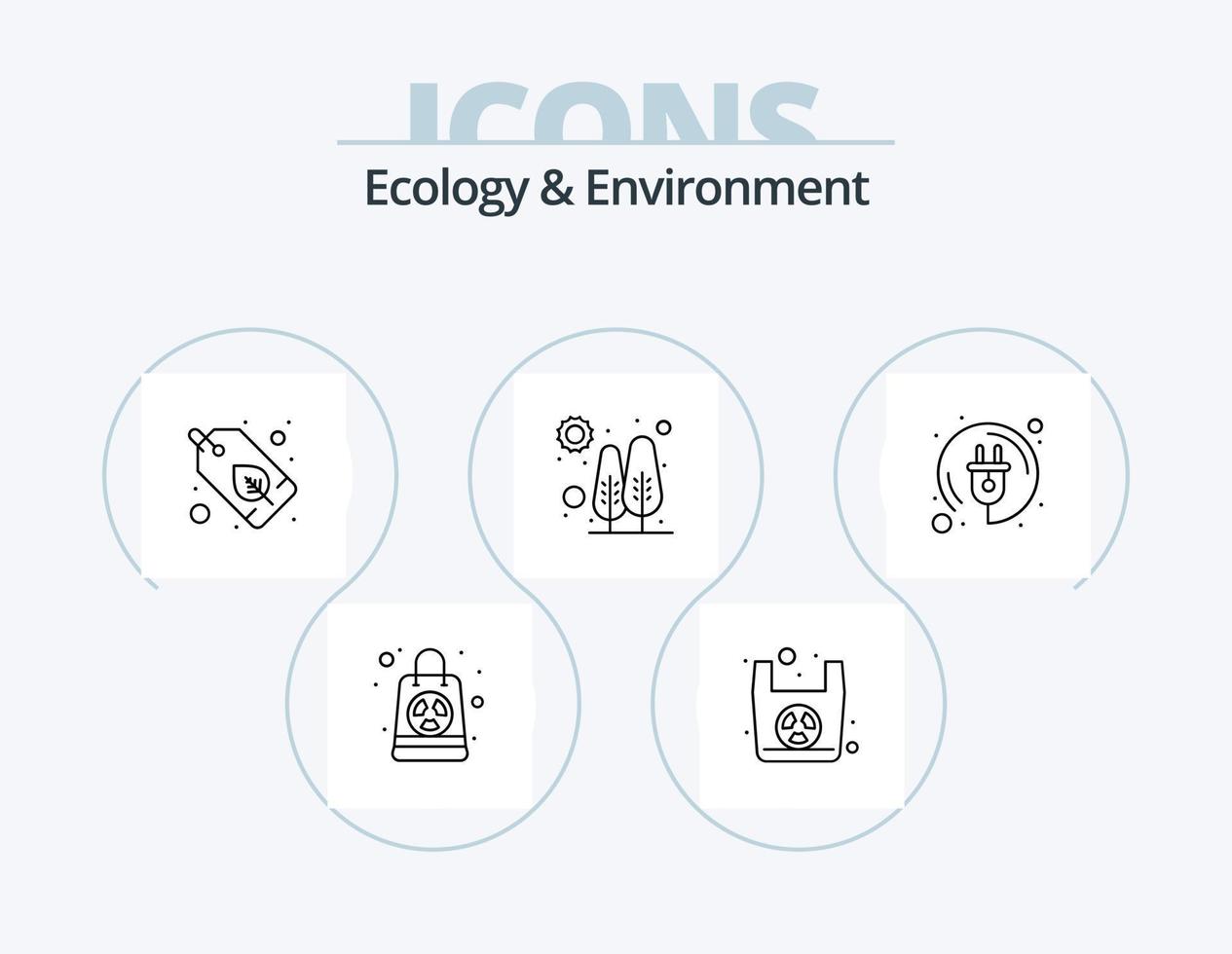 pack d'icônes de ligne écologie et environnement 5 conception d'icônes. la nature. sauvegarder. environnement. planète. la terre vecteur