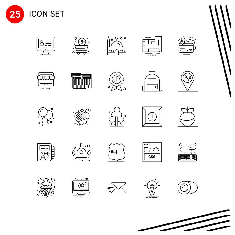 concept de 25 lignes pour les sites Web mobile et applications carte de notification emplacement de navigation de la mosquée éléments de conception vectoriels modifiables vecteur