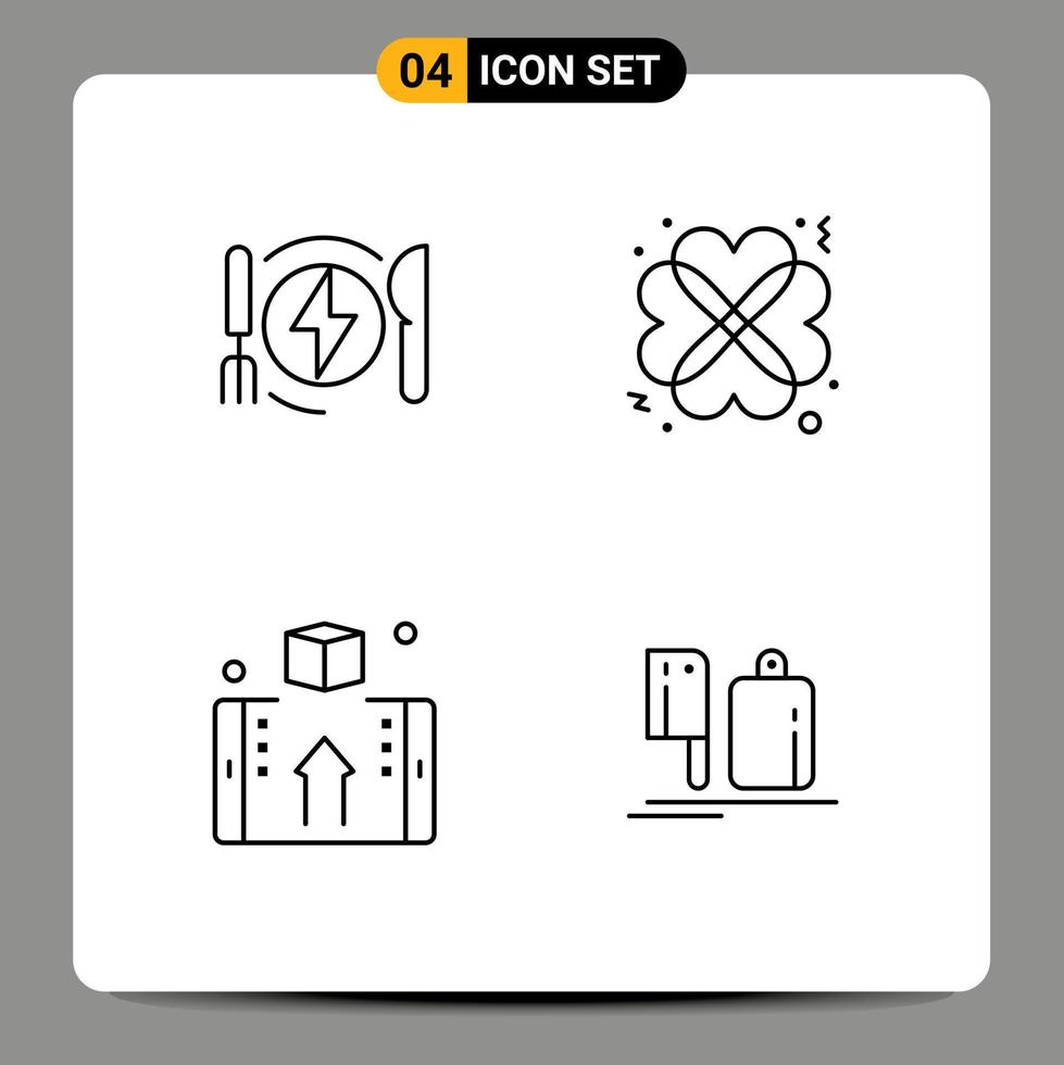 pack de 4 symboles universels de consommation finance hôtel romantique éléments de conception vectoriels modifiables en ligne vecteur