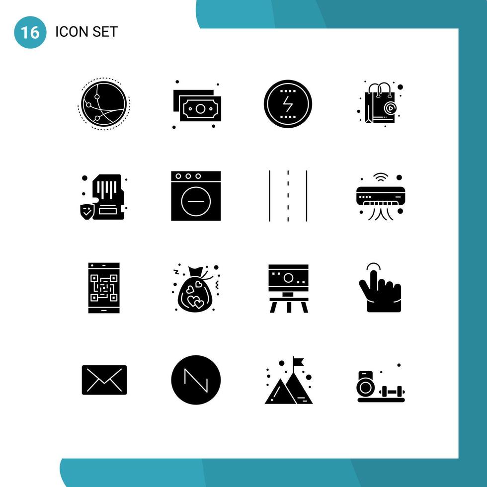 pack d'icônes vectorielles stock de 16 signes et symboles de ligne pour les éléments de conception vectoriels modifiables sociaux en ligne de l'énergie du magasin de cartes vecteur