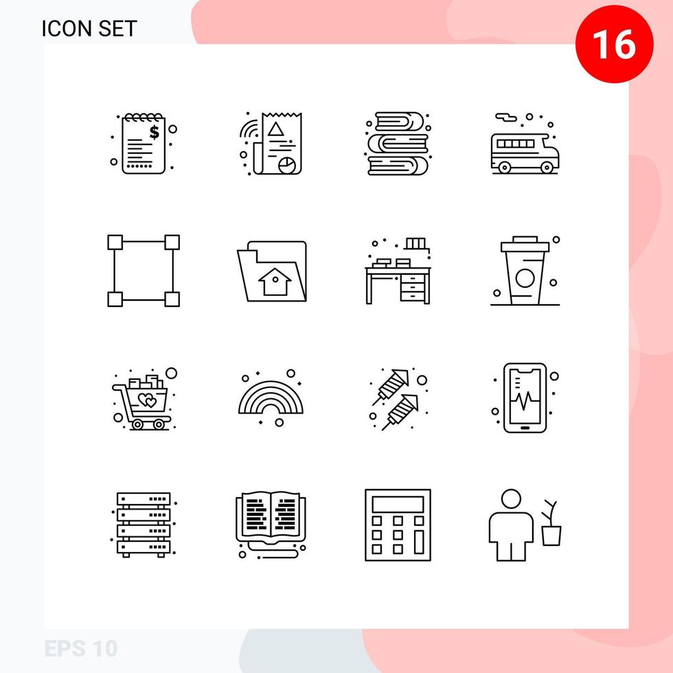 16 icônes créatives signes et symboles modernes des points d'accueil arts chemin école éléments de conception vectoriels modifiables vecteur