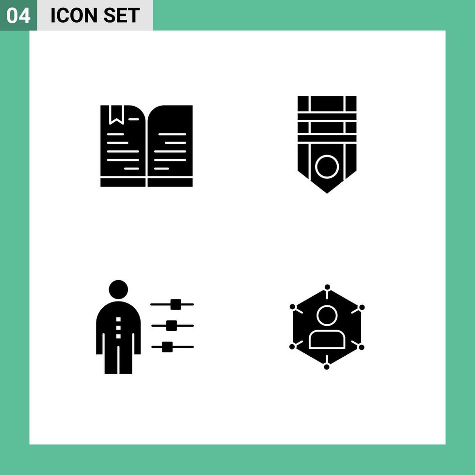 ensemble de 4 glyphes solides vectoriels sur la grille pour la rentrée des notes des employés de l'école rang personne éléments de conception vectoriels modifiables vecteur