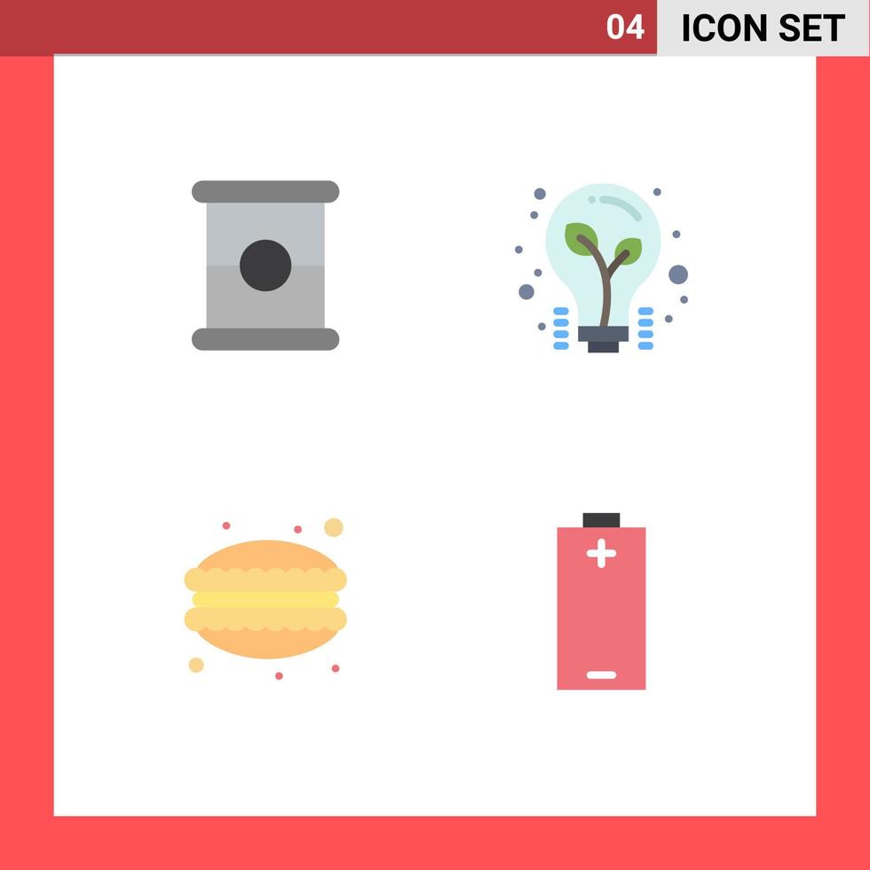 4 icônes créatives signes et symboles modernes de boulettes de nourriture ampoule conseils batterie éléments de conception vectoriels modifiables vecteur