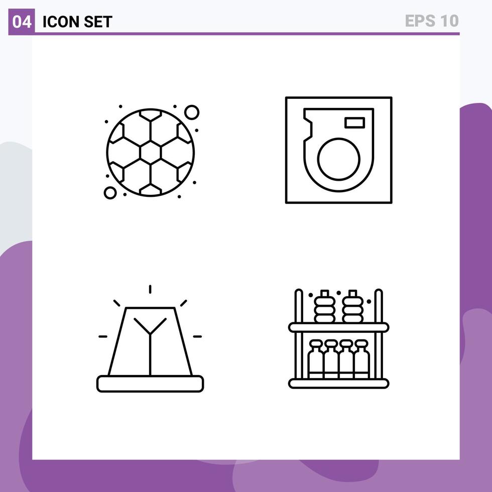 pack d'icônes vectorielles stock de 4 signes et symboles de ligne pour le jeu d'urgence de balle meubles durs éléments de conception vectoriels modifiables vecteur