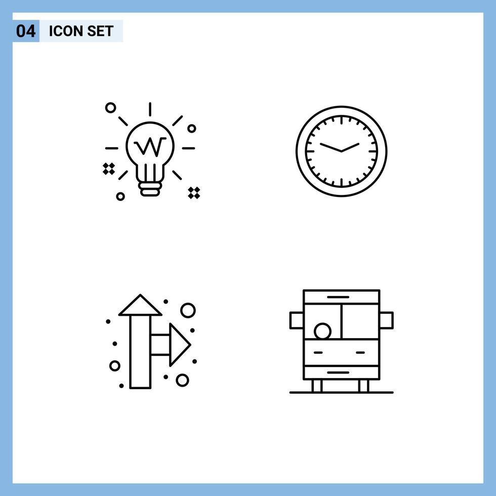 symboles d'icônes universels groupe de 4 couleurs plates de ligne de remplissage modernes d'éléments de conception vectoriels modifiables de pointeur de bureau de solution de montre d'ampoule vecteur