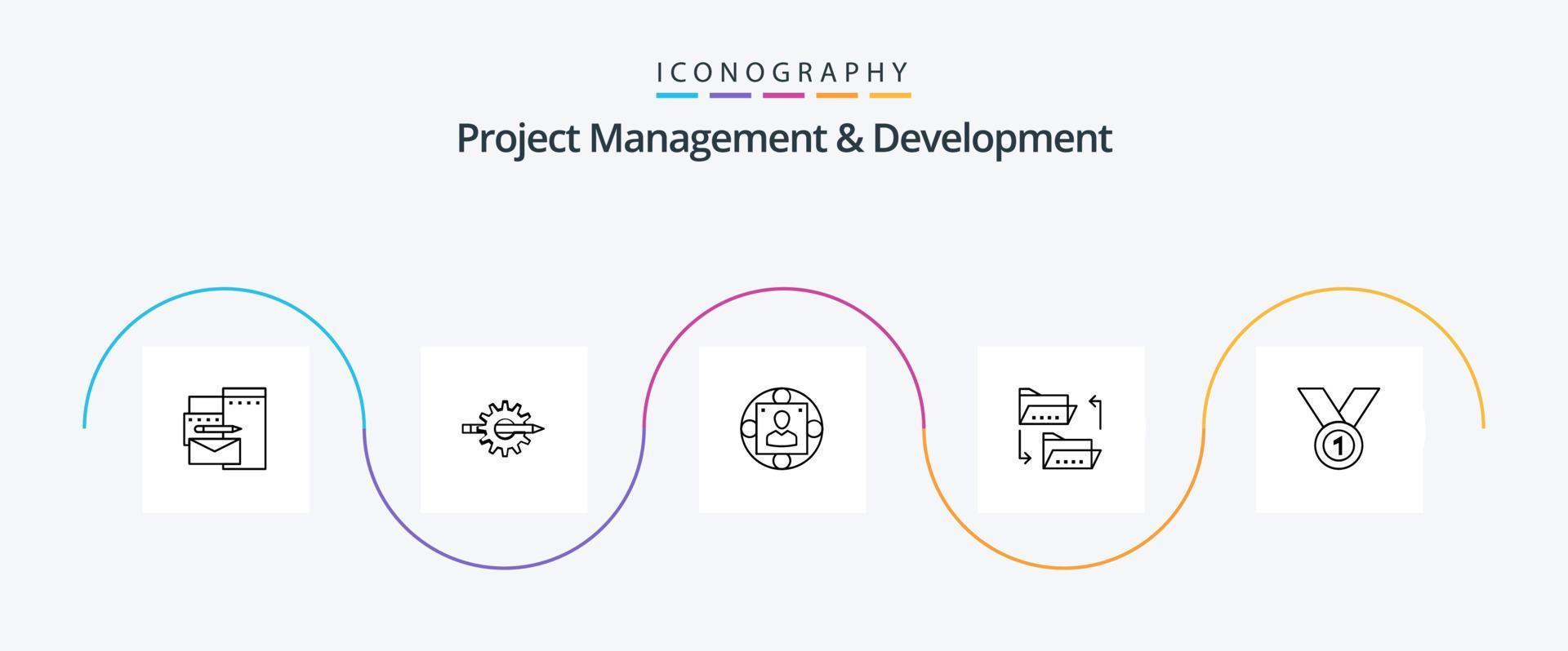 pack d'icônes ligne 5 de gestion de projet et de développement, y compris le fichier. dossier. équipement. production. gestionnaire vecteur
