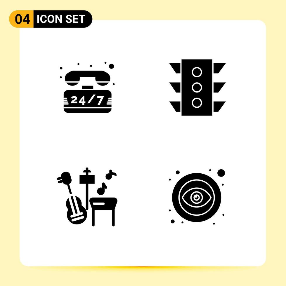 pack d'icônes vectorielles de stock de 4 signes et symboles de ligne pour l'aide de la chanson de signal de temps de guitare éléments de conception vectoriels modifiables vecteur