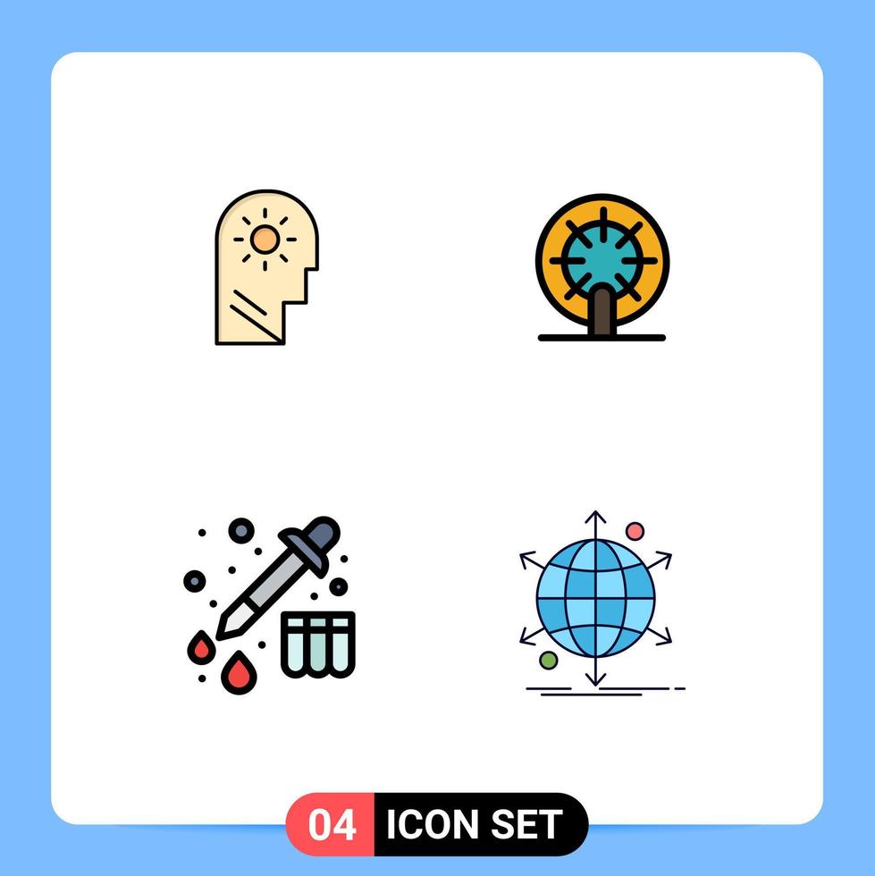 interface mobile ligne remplie couleur plate ensemble de 4 pictogrammes de réglage de l'appareil cérébral éléments de conception vectoriels modifiables pour l'entreprise du navire vecteur