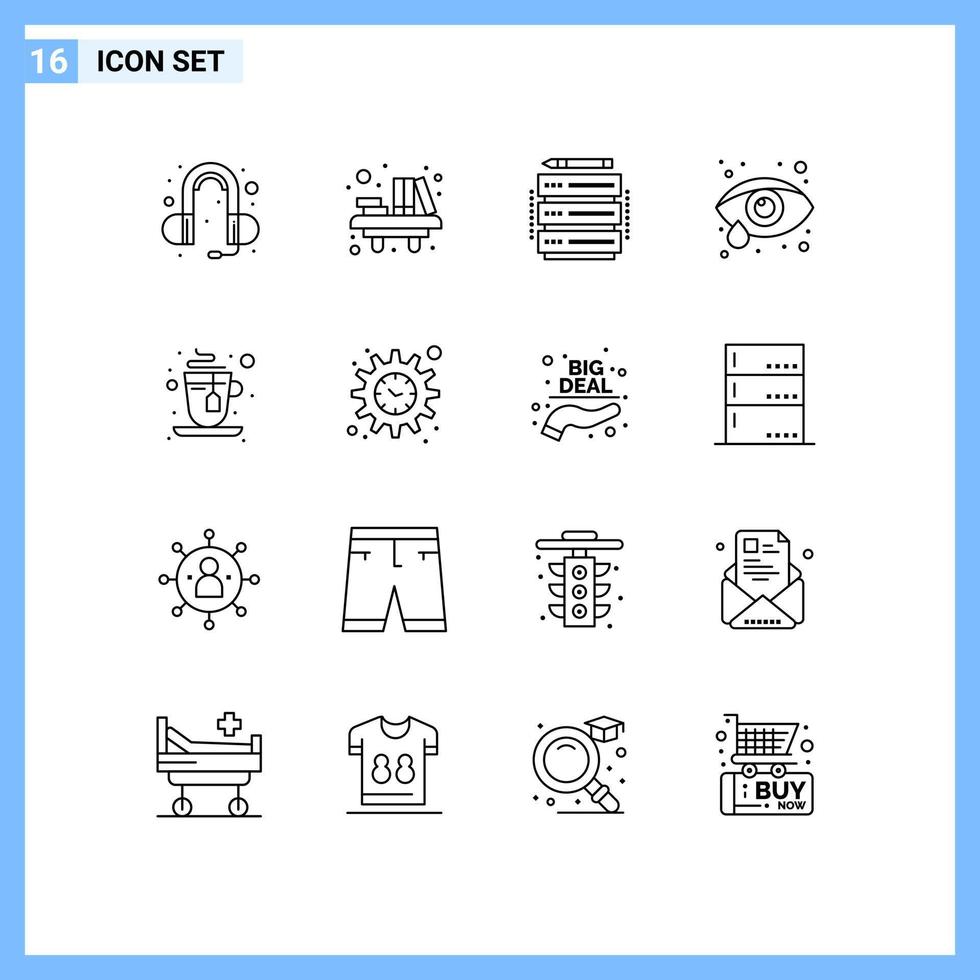 pack d'icônes vectorielles stock de 16 signes et symboles de ligne pour la tasse de thé modifier les éléments de conception vectoriels modifiables pour les soins oculaires en ophtalmologie vecteur