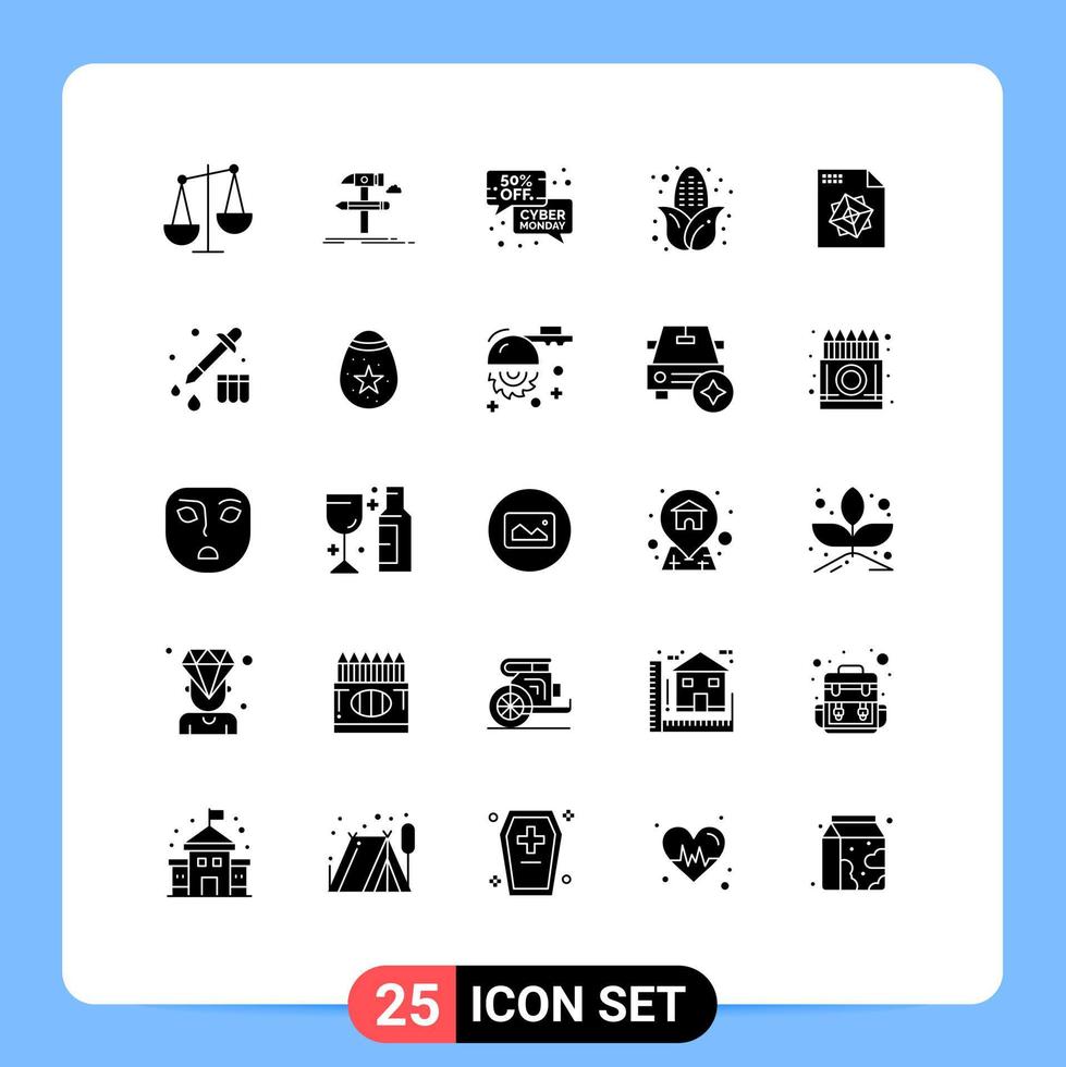 pack de 25 signes et symboles de glyphes solides modernes pour les supports d'impression web tels que les outils de maïs de fichier prix d'automne éléments de conception vectoriels modifiables vecteur