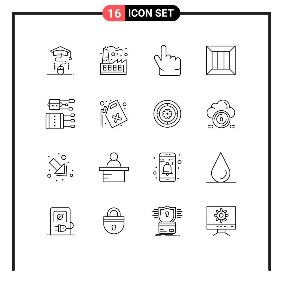 ensemble moderne de 16 contours et symboles tels que des éléments de conception vectoriels modifiables d'affaires logistique de doigt d'argent chinois vecteur