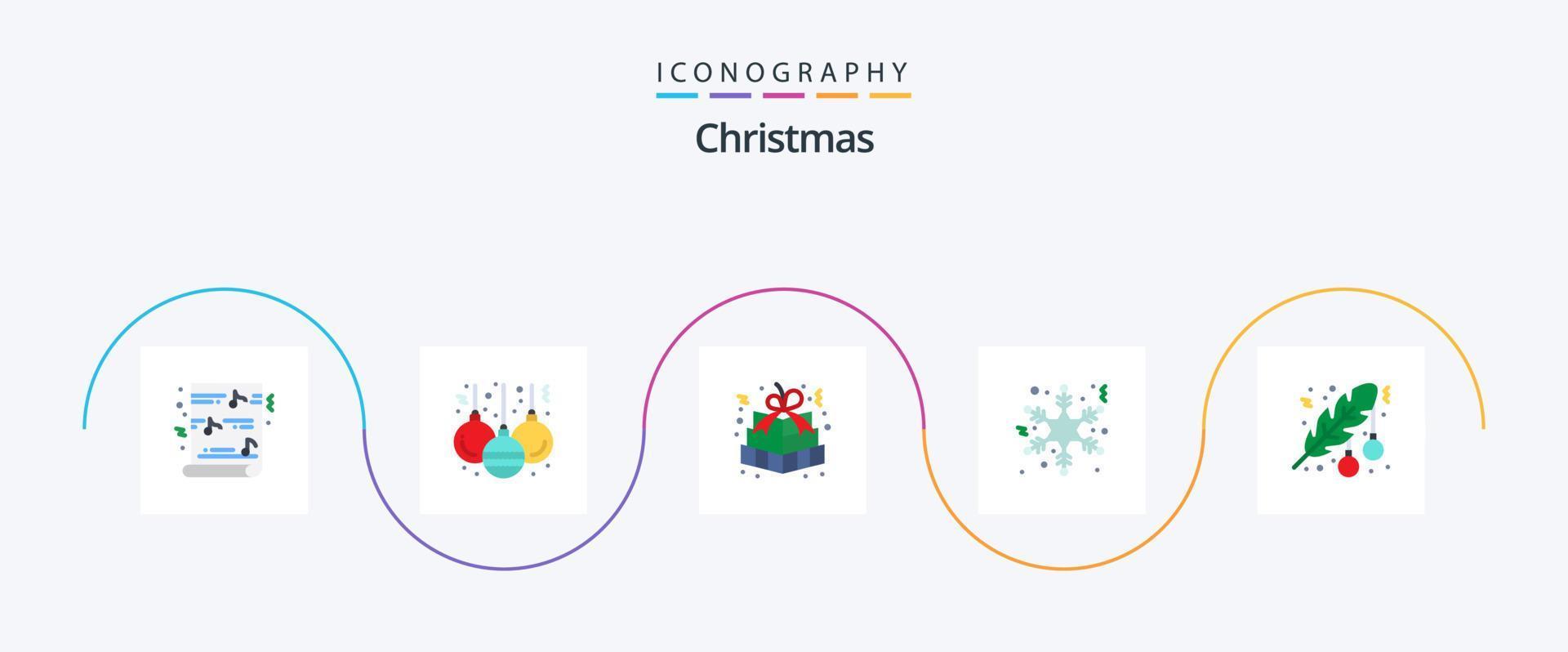 pack d'icônes de noël plat 5, y compris la décoration. Balle. cadeau de Pâques. hiver. flocon vecteur