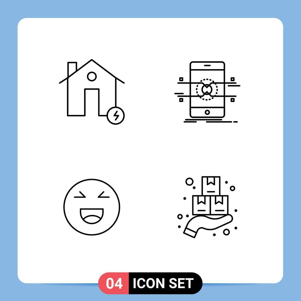 symboles d'icônes universelles groupe de 4 couleurs plates de ligne de remplissage modernes de batterie smartphone électricité interface emoji éléments de conception vectoriels modifiables vecteur