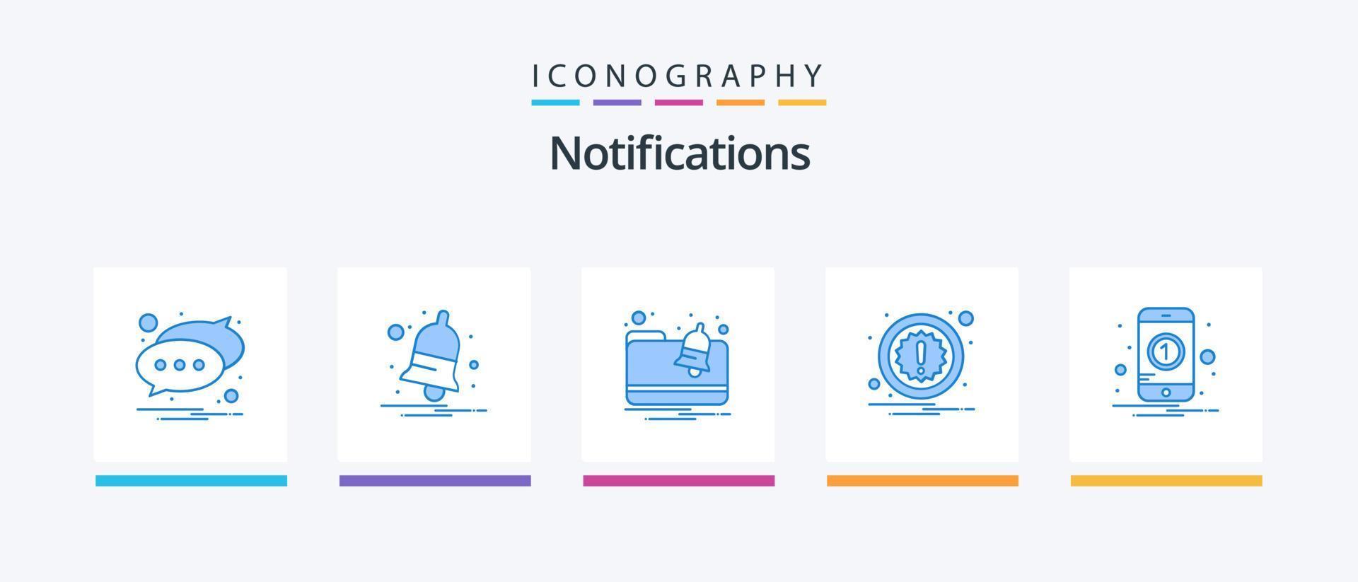 Notifications bleu pack d'icônes 5, y compris mobile. Numéro. alerte. notification. attention. conception d'icônes créatives vecteur