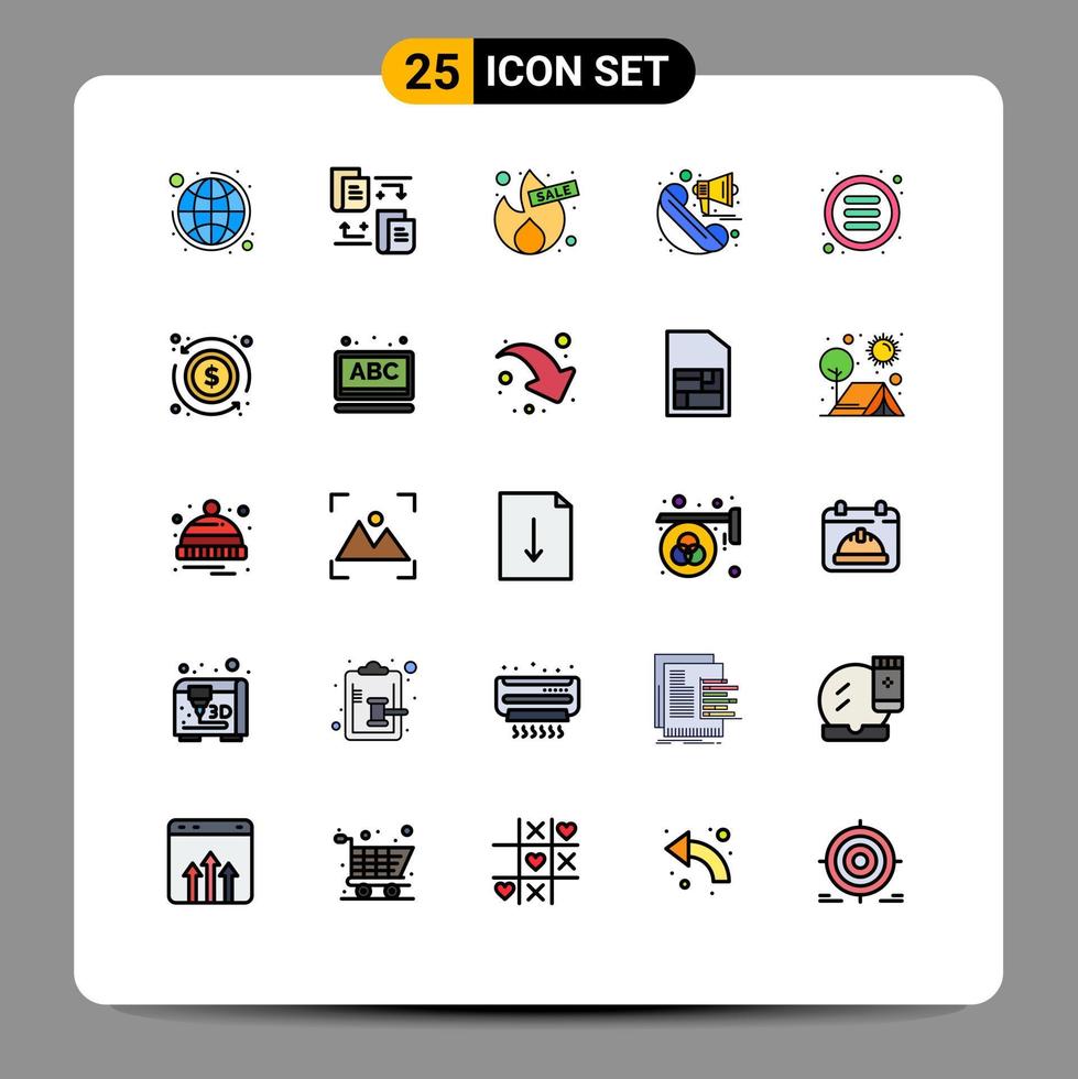 ensemble de 25 symboles d'icônes d'interface utilisateur modernes signes pour la liste de menus appel marketing chaud éléments de conception vectoriels modifiables vecteur