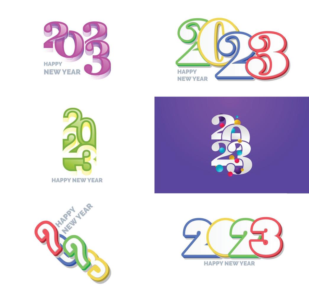grand ensemble de conception de texte de logo de bonne année 2023 modèle de conception de numéro 2023 vecteur