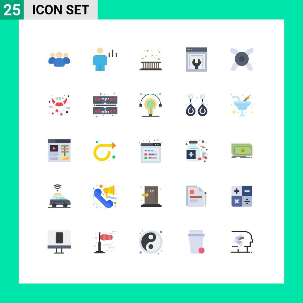 symboles d'icône universelle groupe de 25 couleurs plates modernes de maintenance web configuration web humain avancement web automne éléments de conception vectoriels modifiables vecteur