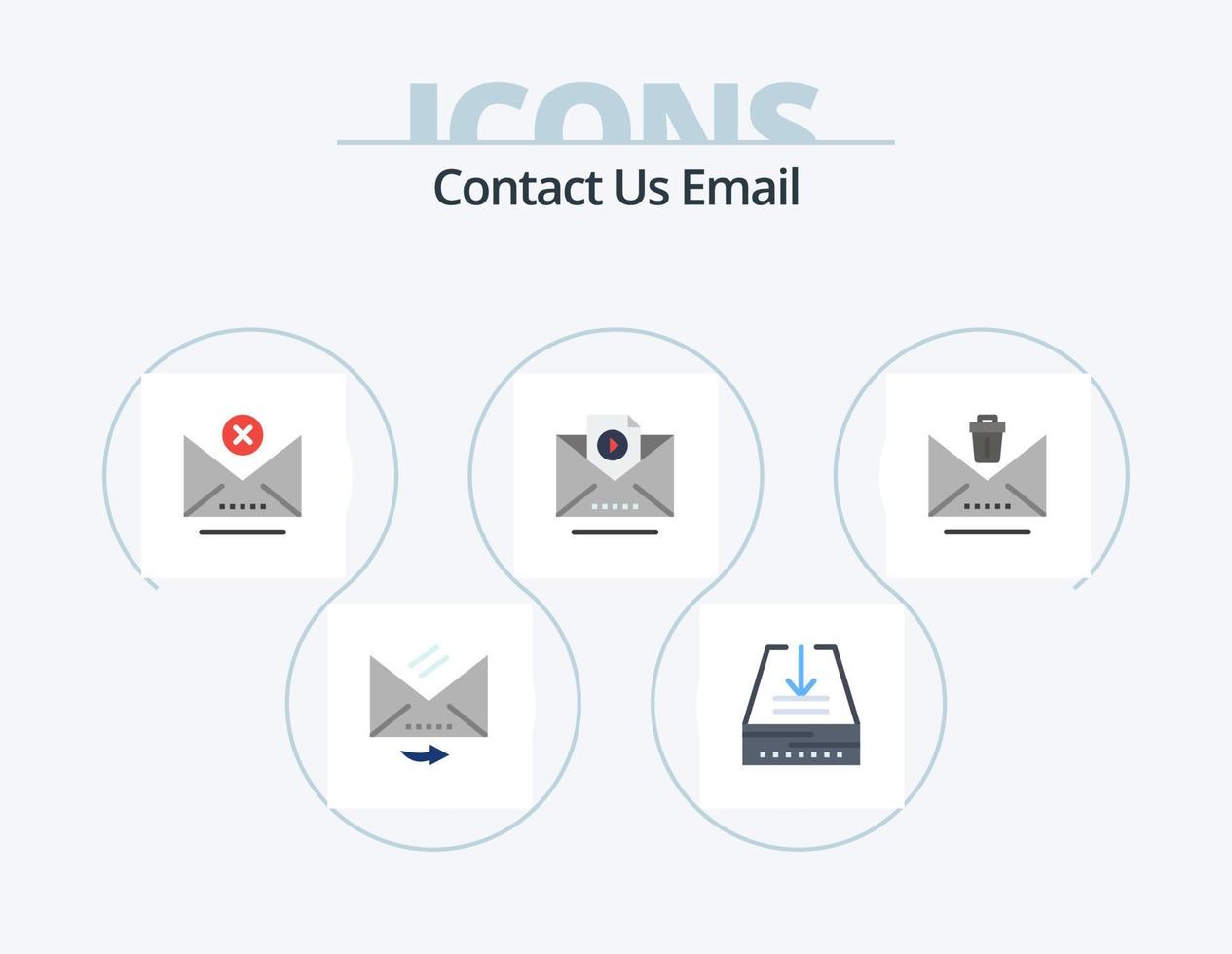 pack d'icônes plat e-mail 5 conception d'icônes. effacer. effacer. bloc. voir. e-mail vecteur