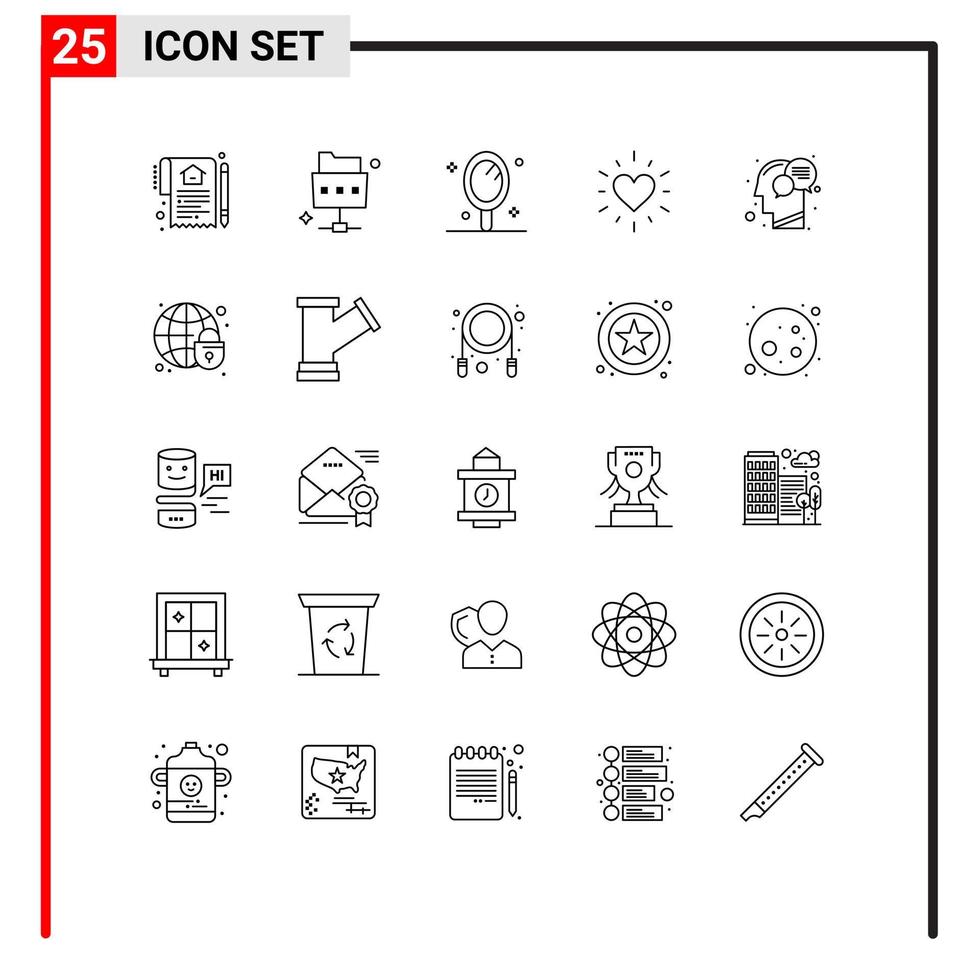 25 lignes vectorielles thématiques et symboles modifiables d'éléments de conception vectoriels modifiables de beauté de communication humaine coeur saint valentin vecteur