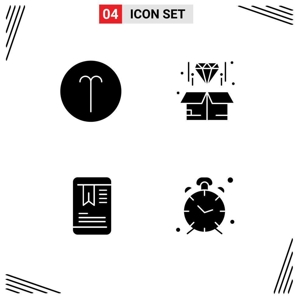 pack d'icônes vectorielles stock de 4 signes et symboles de ligne pour les symboles d'étiquette du bélier alarme de diamant éléments de conception vectoriels modifiables vecteur