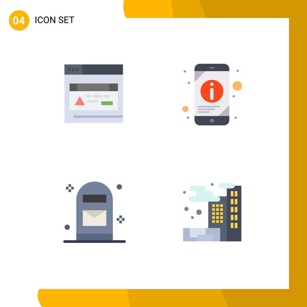 4 icônes plates vectorielles thématiques et symboles modifiables des informations de bureau d'interface téléphone ville éléments de conception vectoriels modifiables vecteur