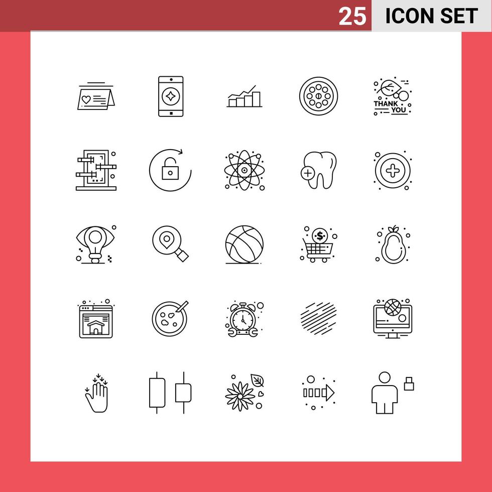 ensemble moderne de 25 lignes de pictogrammes d'éléments de conception vectoriels modifiables de graphique de plombier de remerciement vecteur