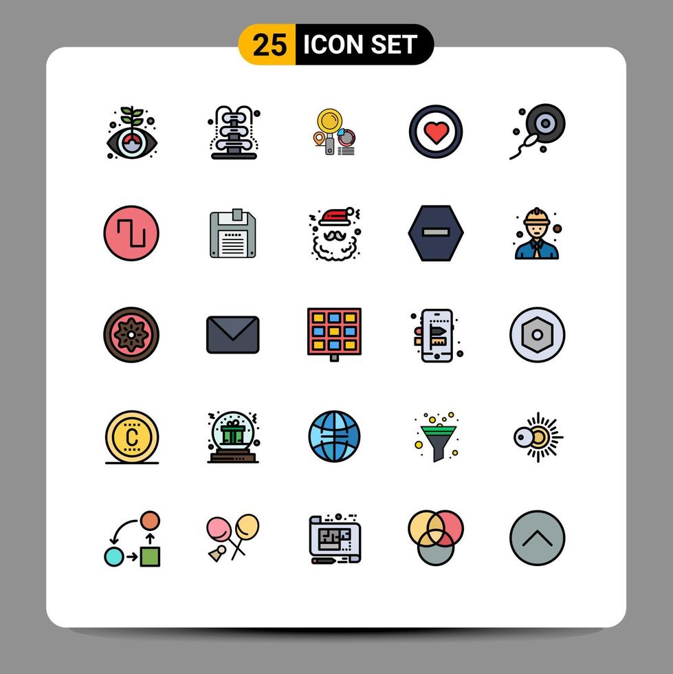 pack d'icônes vectorielles stock de 25 signes et symboles de ligne pour la recherche d'utilisateurs de spermatozoïdes interface d'amour éléments de conception vectoriels modifiables vecteur