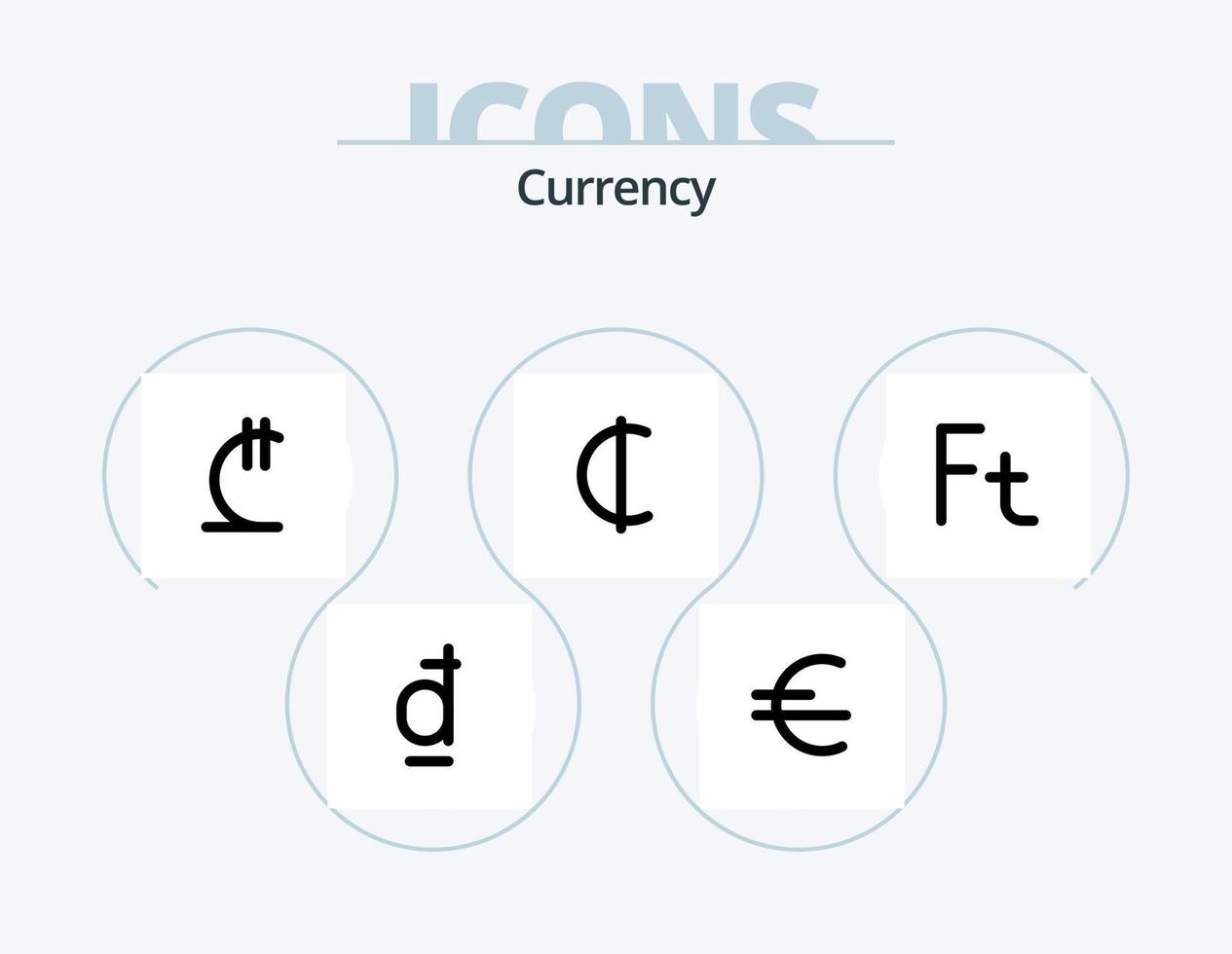 pack d'icônes rempli de ligne de devise 5 conception d'icônes. islandais. devise . Ukraine. couronne. de l'argent vecteur