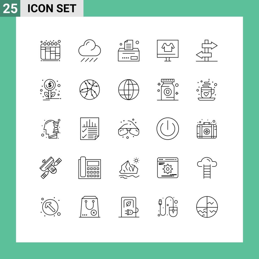 groupe de 25 lignes modernes définies pour le financement signe office board ecommerce éléments de conception vectoriels modifiables vecteur