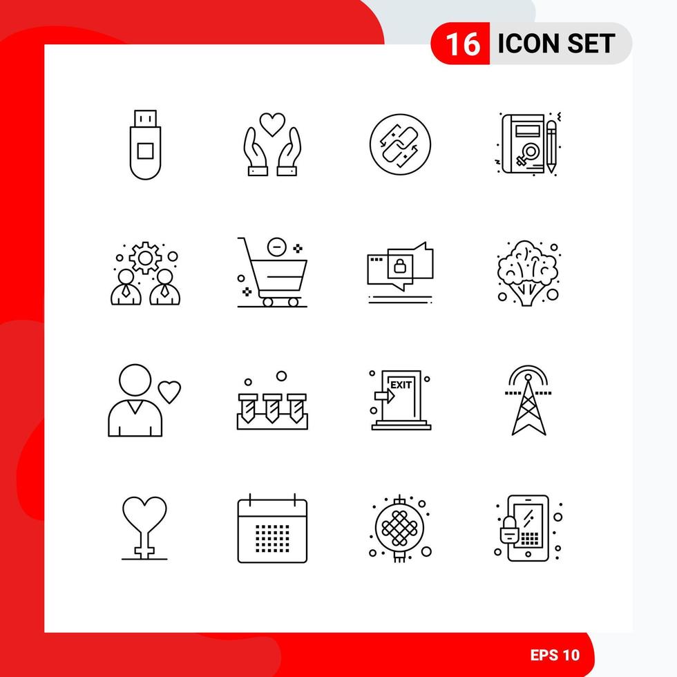 16 icônes créatives signes et symboles modernes d'url d'entreprise d'équipe profil d'apprentissage éléments de conception vectoriels modifiables vecteur