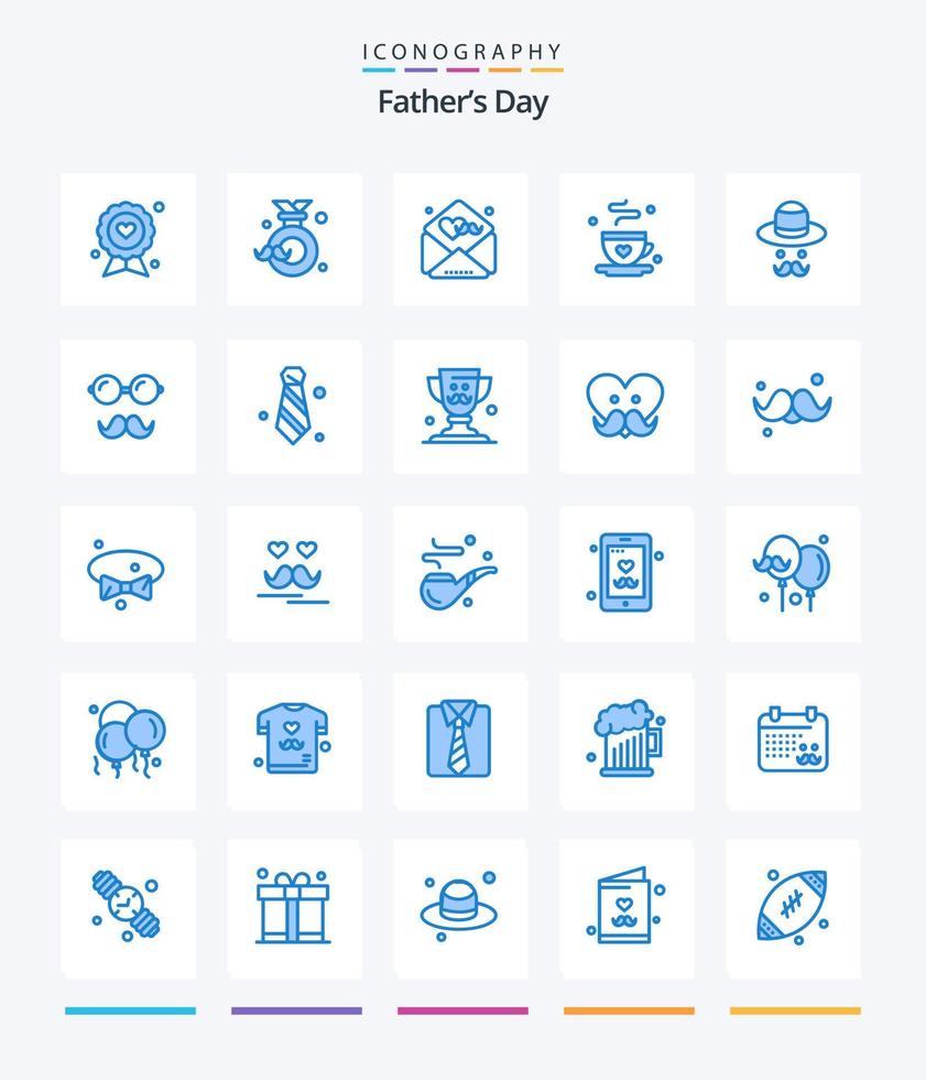 pack d'icônes bleues créatives pour la fête des pères 25 telles que l'avatar. journée. vœux. bord. fête des pères vecteur